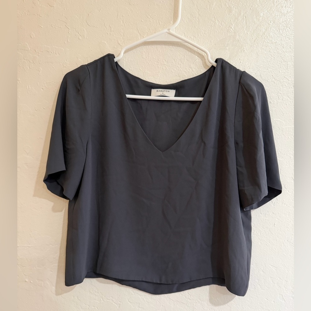 Babaton Charcoal V-Neck Blouse size S
